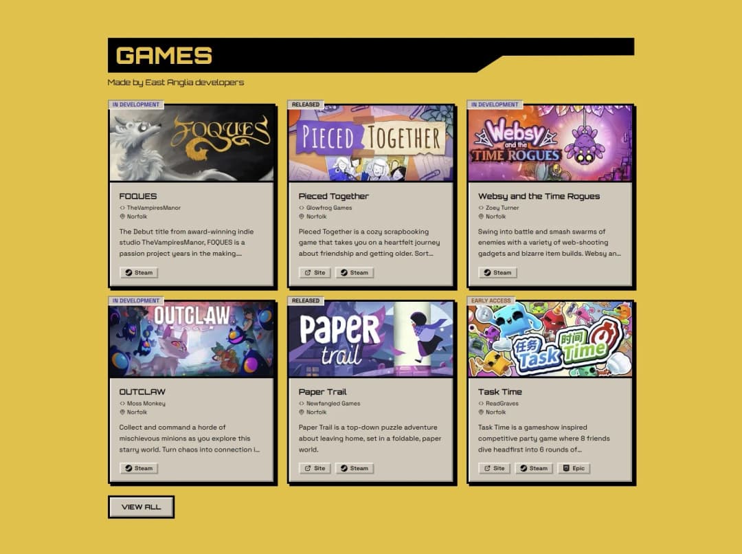 East Anglia Games Index games